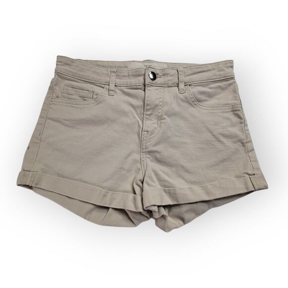 H&M L.O.G.G. Cuffed Jean Shorts Size 4 Tan Vacation Resort Cruise Festival Boho - Picture 1 of 11